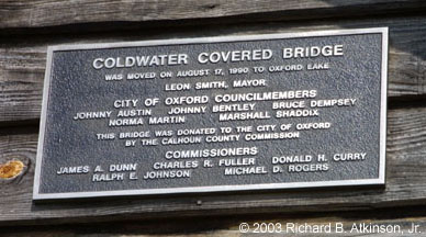 Coldwater Covered Bridge Plaque
